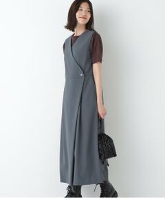 human woman / ヒューマンウーマン ワンピース | ◆Ｔ／ＴＡツイルラップ風ノースリーブワンピース