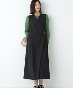 human woman / ヒューマンウーマン ワンピース | ◆Ｔ／ＴＡツイルラップ風ノースリーブワンピース