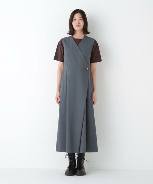 human woman / ヒューマンウーマン ワンピース | ◆Ｔ／ＴＡツイルラップ風ノースリーブワンピース | 詳細5