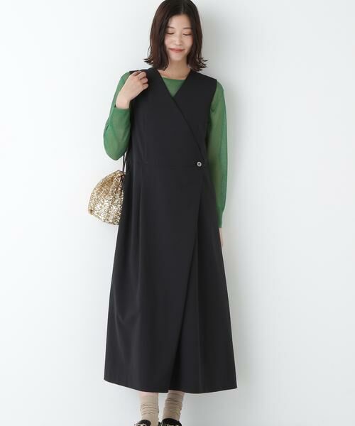 human woman / ヒューマンウーマン ワンピース | ◆Ｔ／ＴＡツイルラップ風ノースリーブワンピース | 詳細15