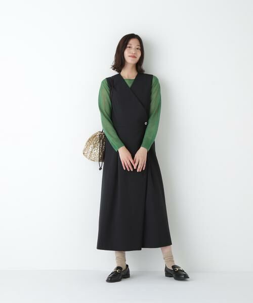 human woman / ヒューマンウーマン ワンピース | ◆Ｔ／ＴＡツイルラップ風ノースリーブワンピース | 詳細16