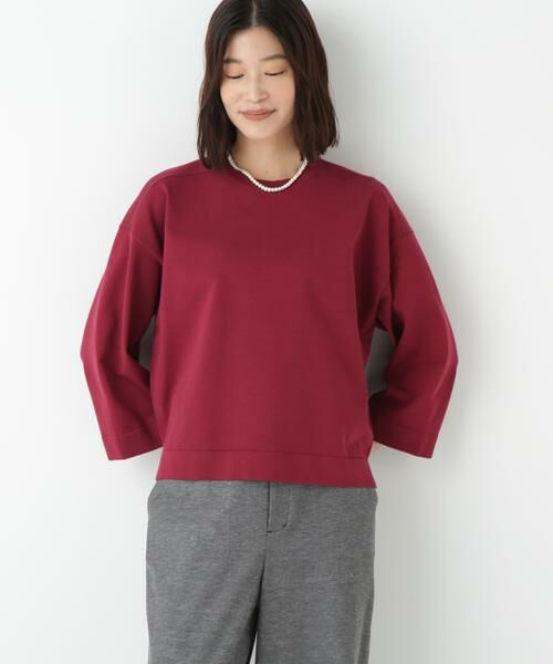 human woman/ヒューマンウーマン ◆オーガニックコットン混プレーティングプルオーバー ボルドー M human woman/ヒューマンウーマン ◆オーガニックコットン混プレーティングプルオーバー ボルドー M