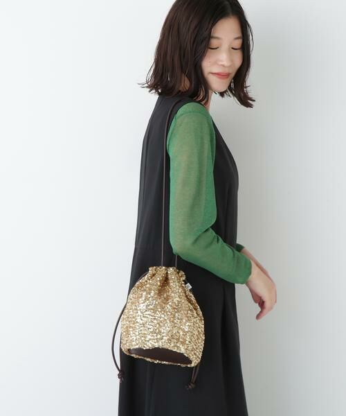 human woman/ヒューマンウーマン ◆スパンコールドローストリングバッグ ゴールド - human woman/ヒューマンウーマン ◆スパンコールドローストリングバッグ ゴールド -