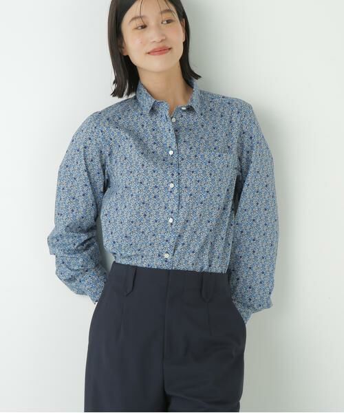 human woman / ヒューマンウーマン シャツ・ブラウス | ◆リバティプリントベーシックカラーシャツ | 詳細2