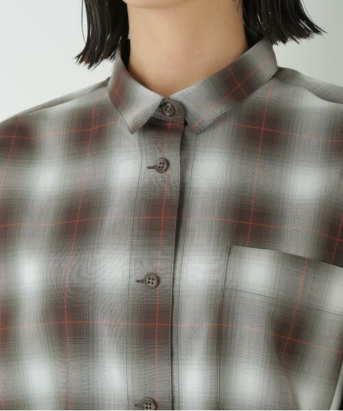 human woman / ヒューマンウーマン シャツ・ブラウス | ◆オンブレーチェックオーバーシャツ | 詳細6