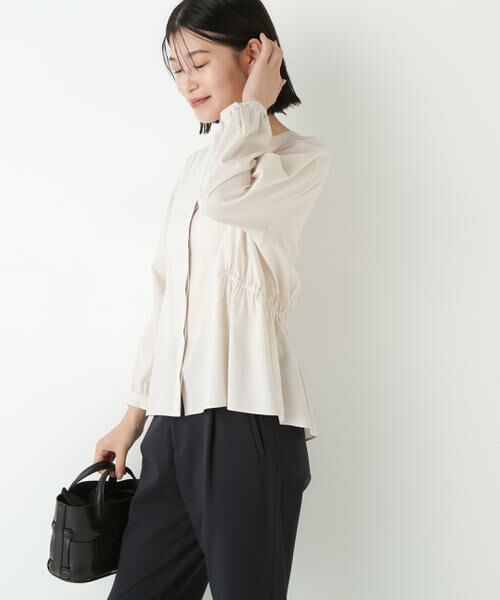 human woman / ヒューマンウーマン シャツ・ブラウス | ◆チューインローンブラウジングノーカラーシャツブラウス | 詳細2