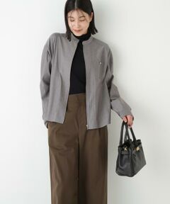 human woman / ヒューマンウーマン シャツ・ブラウス | ◆ツイルストライプジップシャツブルゾン