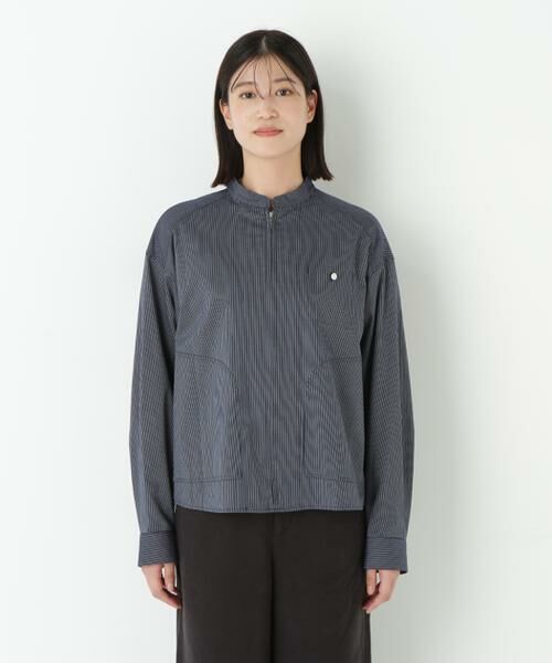 human woman / ヒューマンウーマン シャツ・ブラウス | ◆ツイルストライプジップシャツブルゾン | 詳細3
