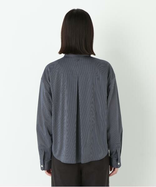 human woman / ヒューマンウーマン シャツ・ブラウス | ◆ツイルストライプジップシャツブルゾン | 詳細4