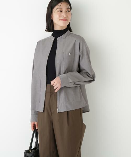 human woman / ヒューマンウーマン シャツ・ブラウス | ◆ツイルストライプジップシャツブルゾン | 詳細7