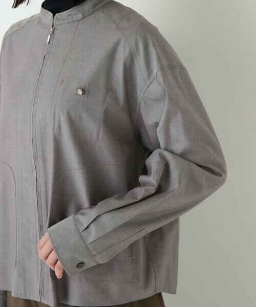 human woman / ヒューマンウーマン シャツ・ブラウス | ◆ツイルストライプジップシャツブルゾン | 詳細13