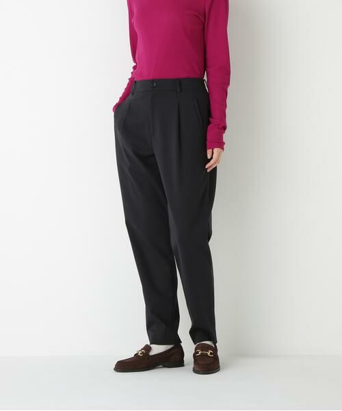 human woman/ヒューマンウーマン ◆ストレッチポンチワンタックテーパードパンツ ネイビー M human woman/ヒューマンウーマン ◆ストレッチポンチワンタックテーパードパンツ ネイビー M