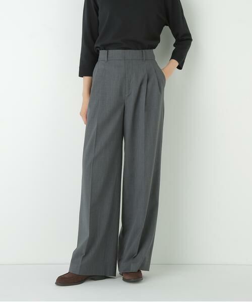 human woman/ヒューマンウーマン ◆ダブルタックバギーパンツ トップグレー M human woman/ヒューマンウーマン ◆ダブルタックバギーパンツ トップグレー M