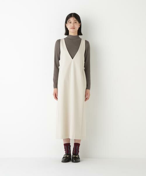 human woman / ヒューマンウーマン ワンピース | ◆ストレッチポンチVネックジャンパースカート | 詳細3