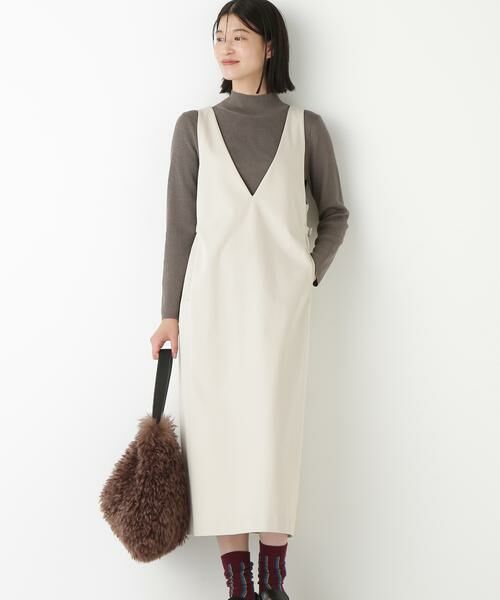 human woman/ヒューマンウーマン ◆ストレッチポンチVネックジャンパースカート グレージュ2 M human woman/ヒューマンウーマン ◆ストレッチポンチVネックジャンパースカート グレージュ2 M