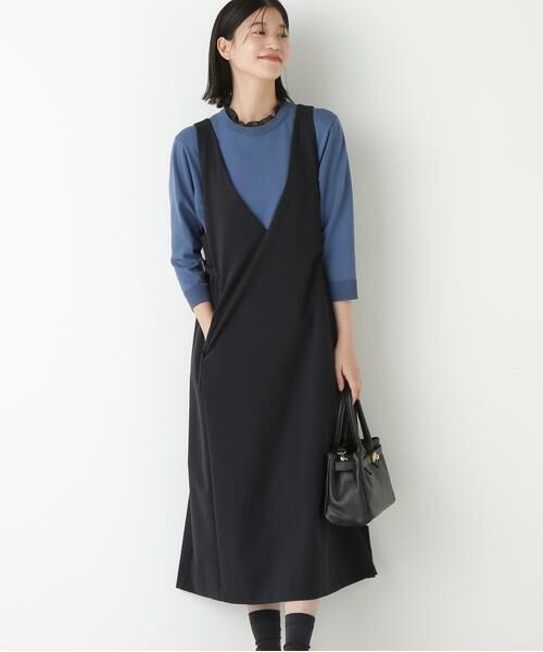 human woman / ヒューマンウーマン ワンピース | ◆ストレッチポンチVネックジャンパースカート | 詳細7