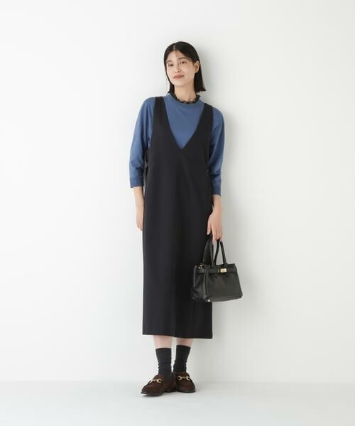 human woman / ヒューマンウーマン ワンピース | ◆ストレッチポンチVネックジャンパースカート | 詳細8