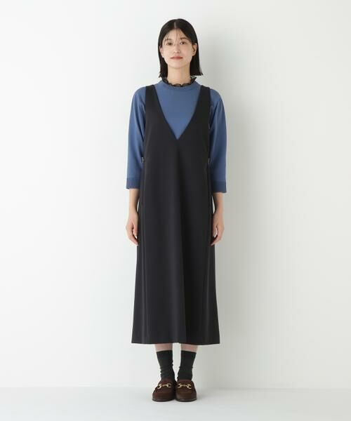 human woman / ヒューマンウーマン ワンピース | ◆ストレッチポンチVネックジャンパースカート | 詳細10