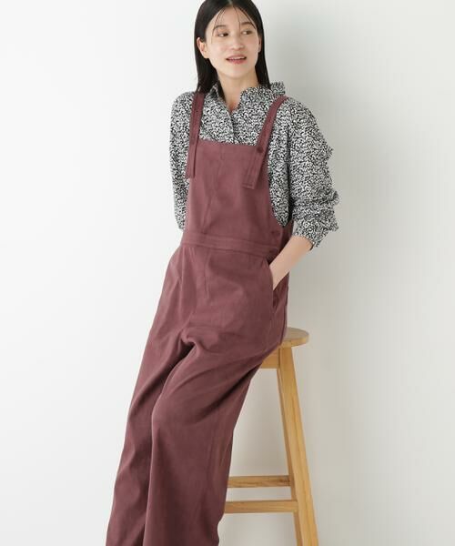 human woman / ヒューマンウーマン ワンピース | ◆ストレッチスェードオーバーオール(ブラウン)