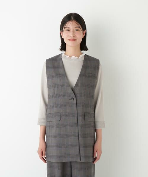 human woman / ヒューマンウーマン テーラードジャケット | ◆強撚シャークスキンノーカラージレ | 詳細3