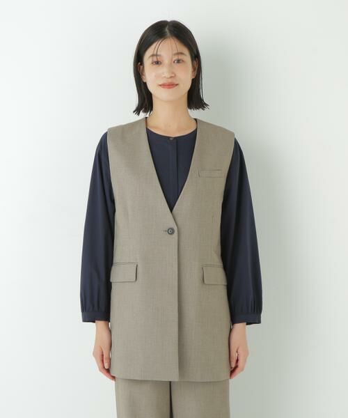 human woman / ヒューマンウーマン テーラードジャケット | ◆強撚シャークスキンノーカラージレ | 詳細14