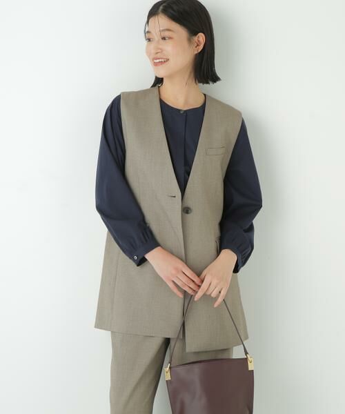 human woman/ヒューマンウーマン ◆強撚シャークスキンノーカラージレ ベージュ M human woman/ヒューマンウーマン ◆強撚シャークスキンノーカラージレ ベージュ M