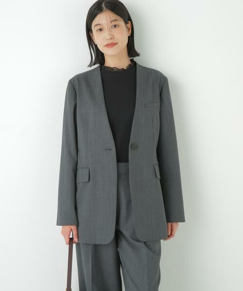 human woman / ヒューマンウーマン テーラードジャケット | ◆Ｖネックノーカラージャケット | 詳細2