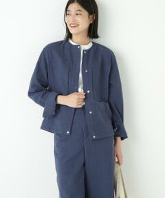 human woman / ヒューマンウーマン ブルゾン | ◆ストレッチエアリードットコードノーカラーブルゾン