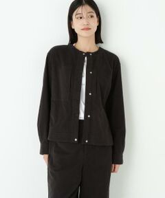 human woman / ヒューマンウーマン ブルゾン | ◆ストレッチエアリードットコードノーカラーブルゾン