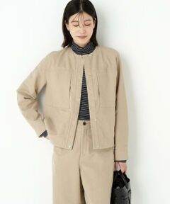 human woman / ヒューマンウーマン ブルゾン | ◆ストレッチエアリードットコードノーカラーブルゾン