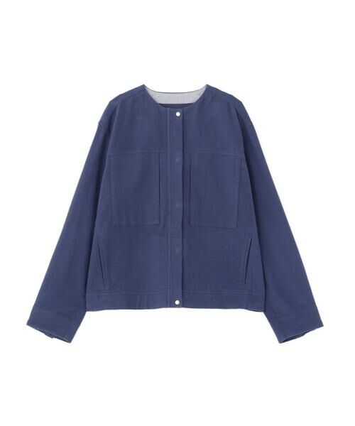 human woman / ヒューマンウーマン ブルゾン | ◆ストレッチエアリードットコードノーカラーブルゾン | 詳細1