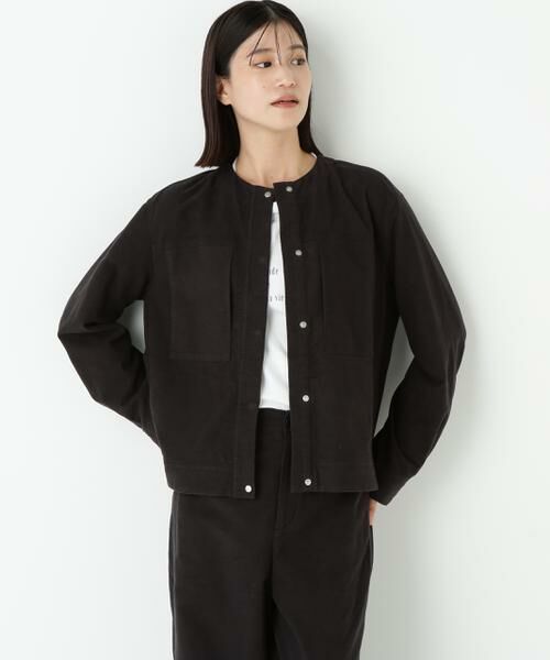 human woman / ヒューマンウーマン ブルゾン | ◆ストレッチエアリードットコードノーカラーブルゾン | 詳細14