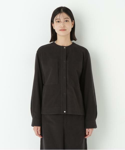 human woman / ヒューマンウーマン ブルゾン | ◆ストレッチエアリードットコードノーカラーブルゾン | 詳細16