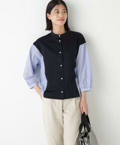 human woman / ヒューマンウーマン カットソー | ◆セルロースレーヨンスムースドッキング７分袖ブラウス