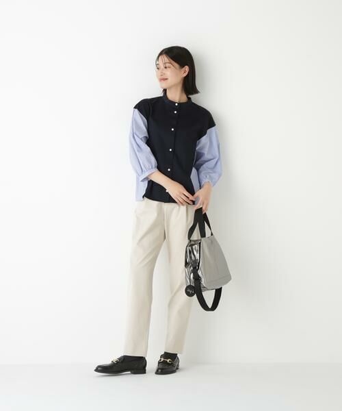 human woman / ヒューマンウーマン カットソー | ◆セルロースレーヨンスムースドッキング７分袖ブラウス | 詳細3