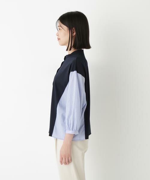 human woman / ヒューマンウーマン カットソー | ◆セルロースレーヨンスムースドッキング７分袖ブラウス | 詳細5
