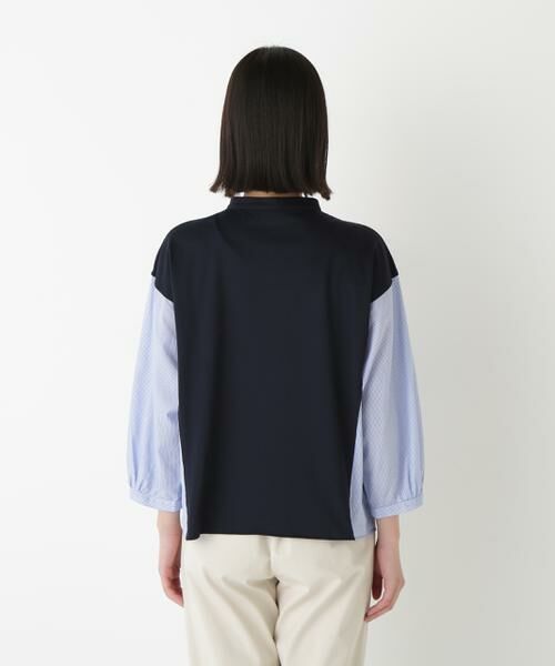 human woman / ヒューマンウーマン カットソー | ◆セルロースレーヨンスムースドッキング７分袖ブラウス | 詳細6