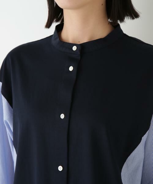 human woman / ヒューマンウーマン カットソー | ◆セルロースレーヨンスムースドッキング７分袖ブラウス | 詳細7