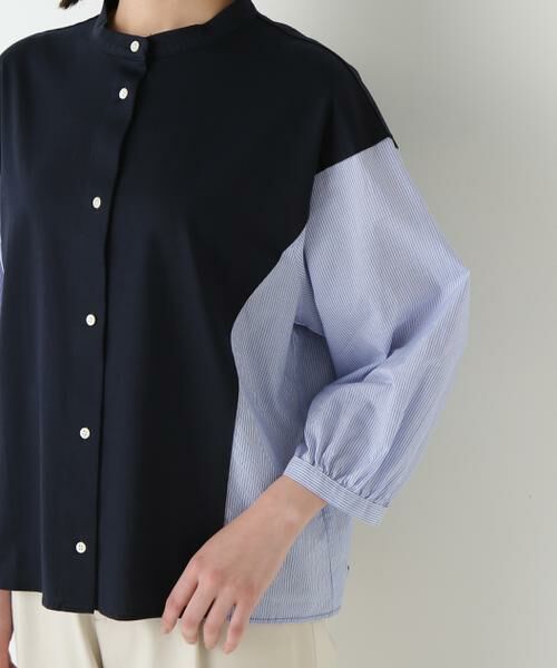 human woman / ヒューマンウーマン カットソー | ◆セルロースレーヨンスムースドッキング７分袖ブラウス | 詳細8