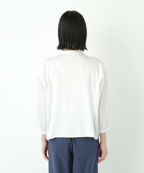 human woman / ヒューマンウーマン カットソー | ◆セルロースレーヨンスムースドッキング７分袖ブラウス | 詳細14