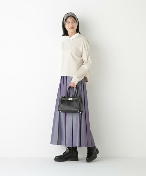 human woman / ヒューマンウーマン カットソー | ◆ストレッチポンチシャツカラードッキングプルオーバー | 詳細2