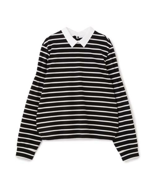 human woman / ヒューマンウーマン カットソー | ◆ストレッチポンチシャツカラードッキングプルオーバー | 詳細6