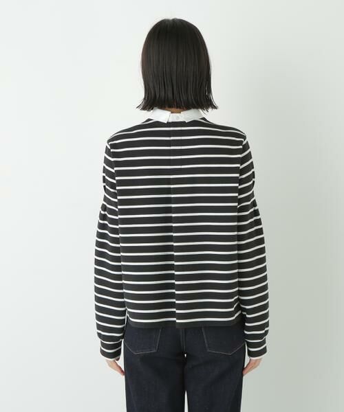 human woman / ヒューマンウーマン カットソー | ◆ストレッチポンチシャツカラードッキングプルオーバー | 詳細9