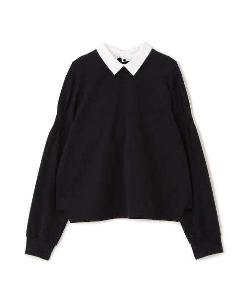 human woman / ヒューマンウーマン カットソー | ◆ストレッチポンチシャツカラードッキングプルオーバー | 詳細12