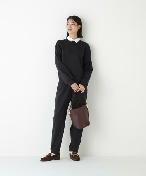 human woman / ヒューマンウーマン カットソー | ◆ストレッチポンチシャツカラードッキングプルオーバー | 詳細14