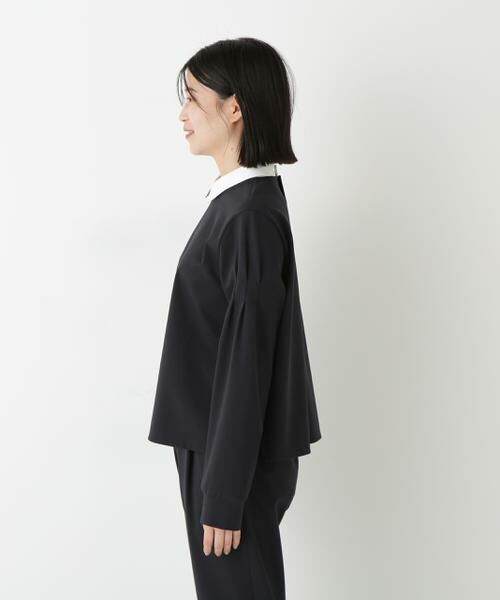 human woman / ヒューマンウーマン カットソー | ◆ストレッチポンチシャツカラードッキングプルオーバー | 詳細16