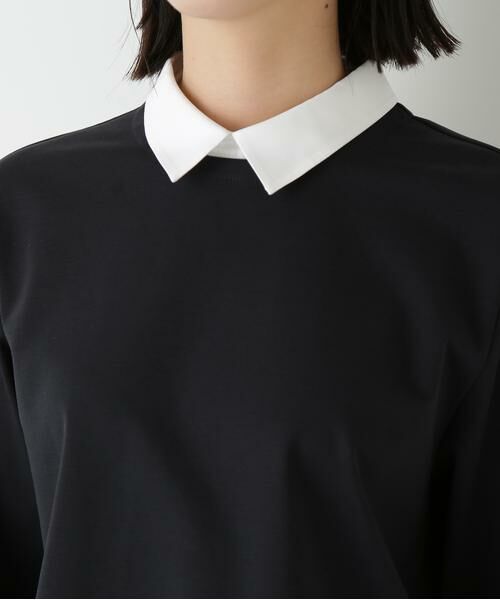 human woman / ヒューマンウーマン カットソー | ◆ストレッチポンチシャツカラードッキングプルオーバー | 詳細18