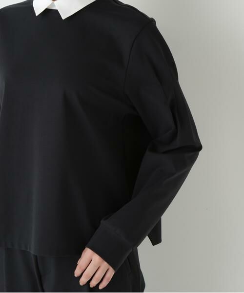 human woman / ヒューマンウーマン カットソー | ◆ストレッチポンチシャツカラードッキングプルオーバー | 詳細20