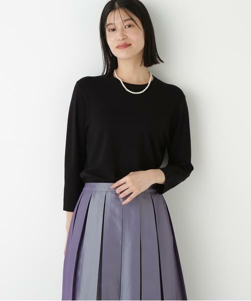 human woman/ヒューマンウーマン ◆レーヨン混ハイゲージクルーネックプルオーバー ブラック M human woman/ヒューマンウーマン ◆レーヨン混ハイゲージクルーネックプルオーバー ブラック M