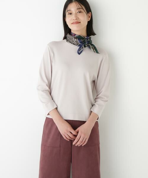 human woman/ヒューマンウーマン ◆レーヨン混ハイゲージクルーネックプルオーバー ベージュ Ｍ